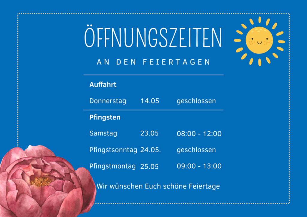 Öffnungszeiten Auffahrt Pfingsten Physio Plus Dielsdorf